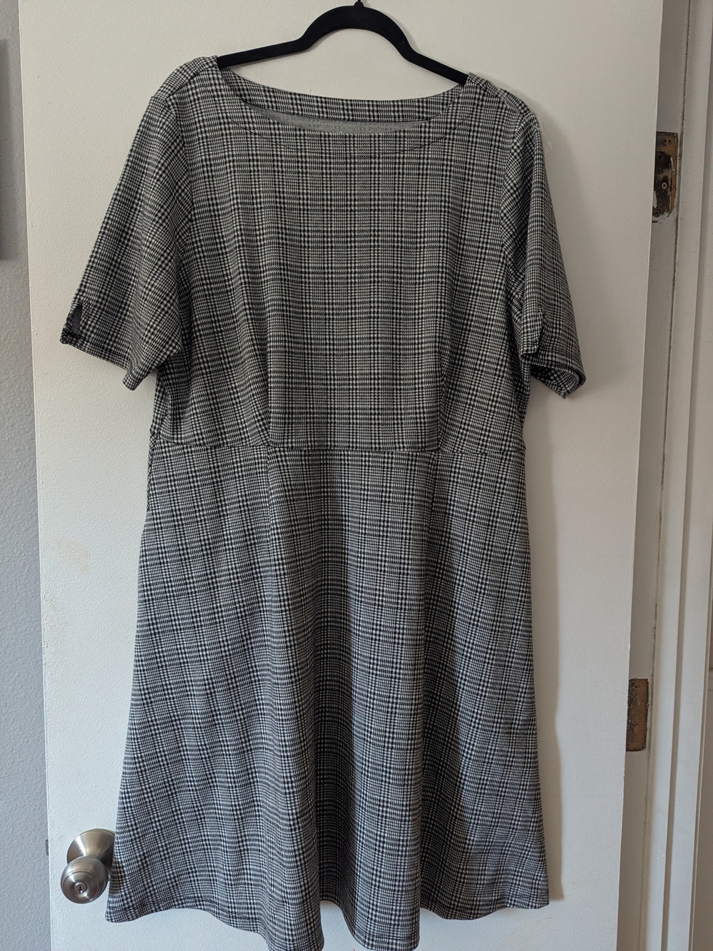 Croft & Barrow Black and White Plaid Midi Dress